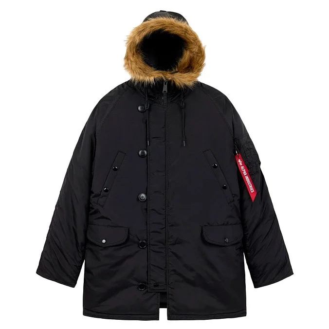 Мужская куртка парка Alpha Industries N-3B Logo Oxford Parka Black