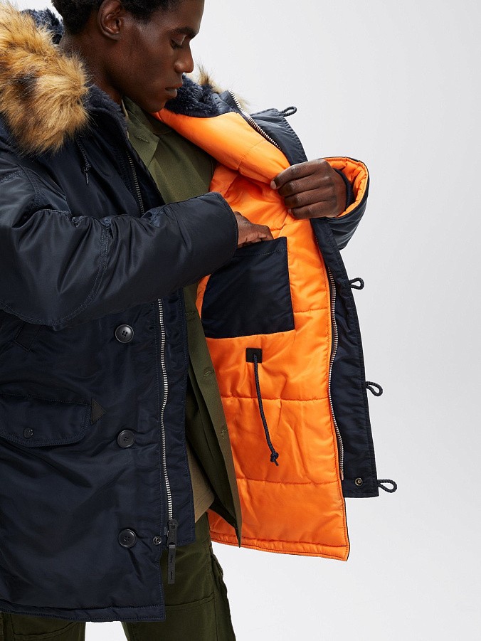 Мужская куртка парка Alpha Industries Slim Fit N-3B Parka Replica Blue / Orange
