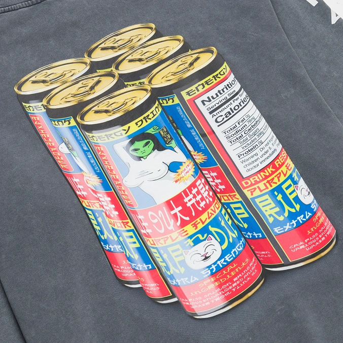 Толстовка RIPNDIP Nerms Cans Hoodie Charcoal Vintage Wash